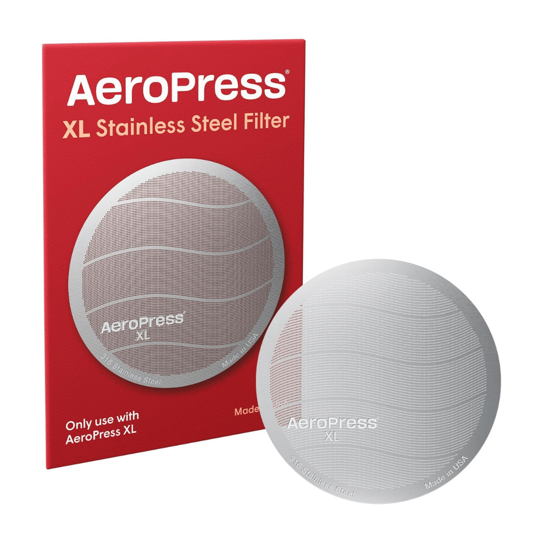 Der AeroPress Edelstahlfilter für die AeroPress XL.