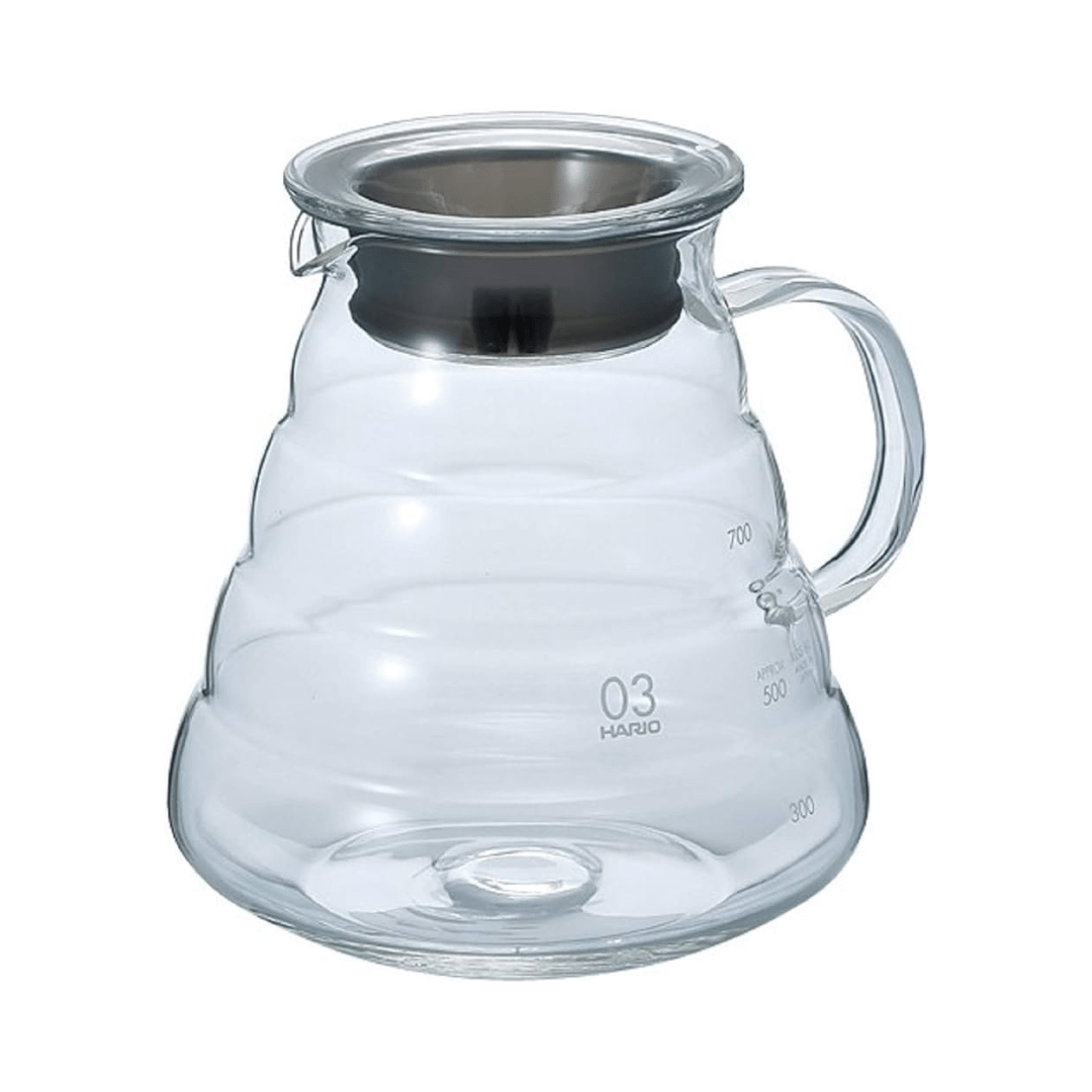 Die Hario Kaffeekanne aus Glas in der Größe 800ml.